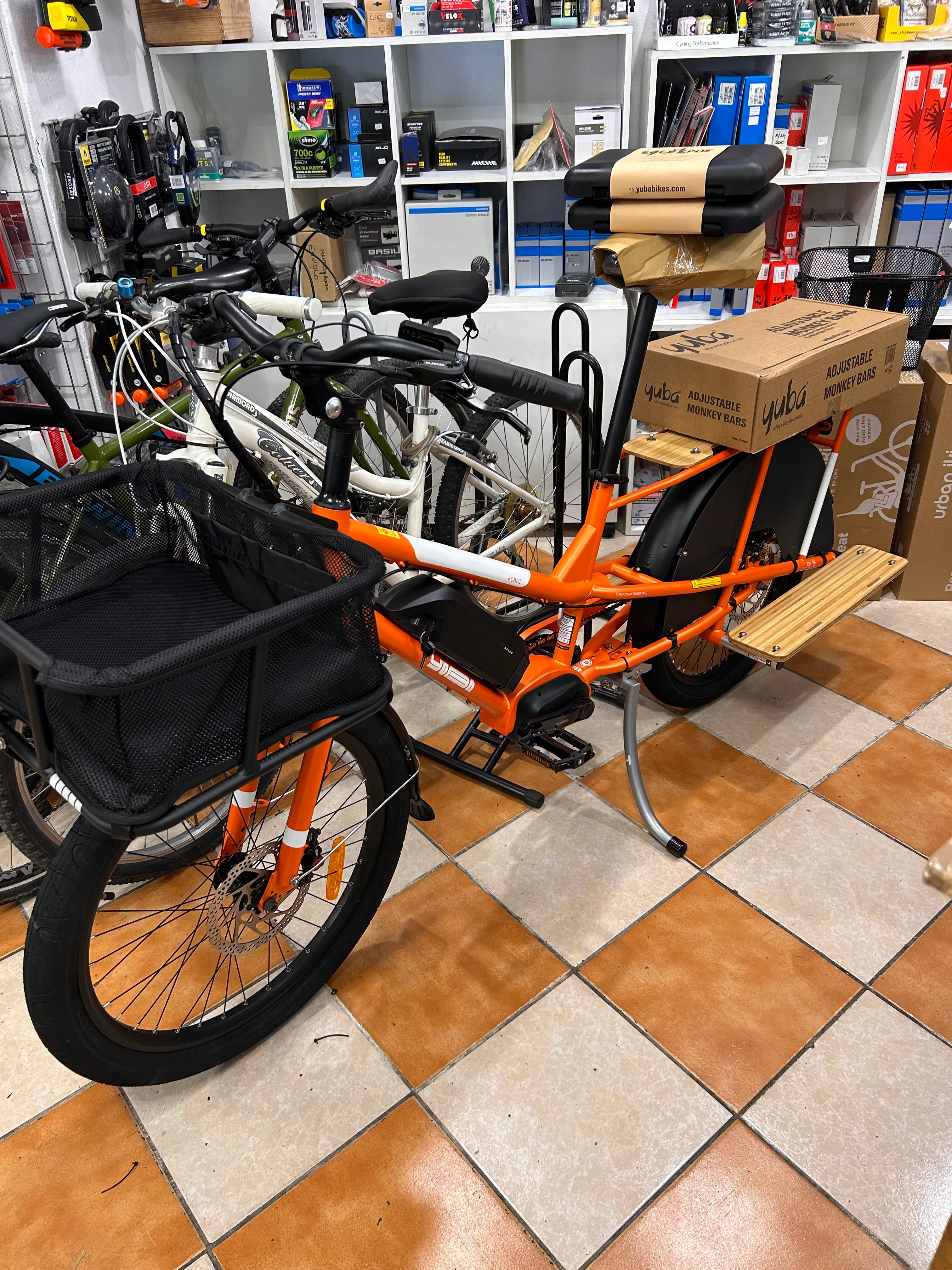 My Yuba Kombi E5, in a beautiful orange color